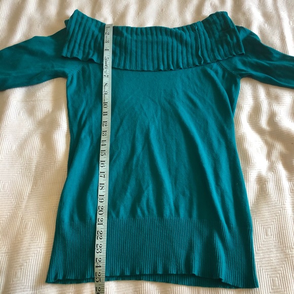 B-Wear Off The Shoulder Turquoise Sweater - Picture 6 of 6